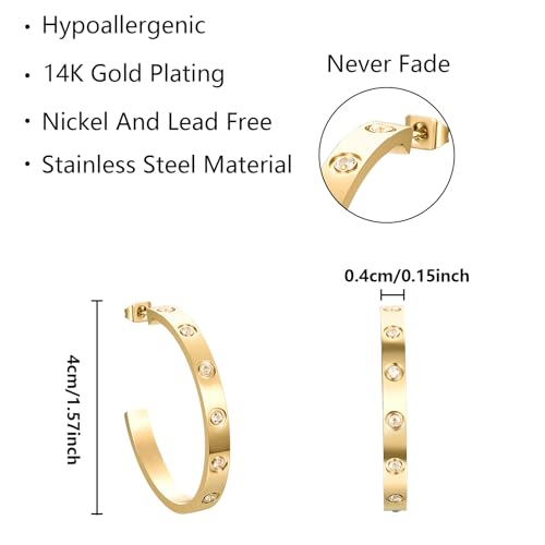 Love Friendship Hoop Earrings Set for Women 18K Gold and Silver Stainless Steel with Cubic Zirconia Stones Jewelry2