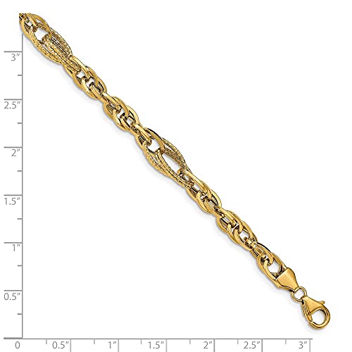 Diamond2Deal Solid 14k Yellow Gold Diamond Cut Fancy Link Bracelet3