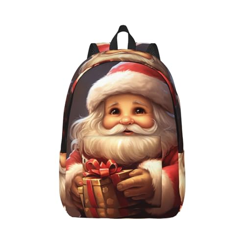 ZASJTO Linda mochila de viagem de Papai Noel para homens e mulheres – mochila moderna para viagens e trabalho, serve para laptops de 15 a 17 polegadas, Preto, Small