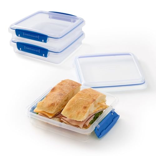 Rubbermaid Pack & Go 450 mL Sandwich Container, 3-Pack, Meal Prep Containers with Secure Seal Lids