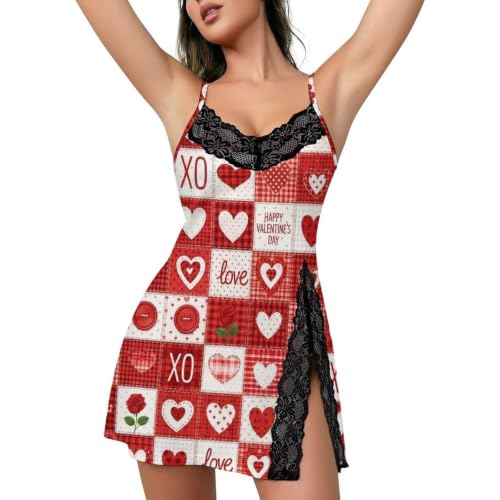Supdreamc Ultra Soft Women Ladies Sleeveless Valentine Nightgowns