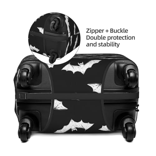 Luggage Cover Protector - White Cool Bat Print Suitcase Covers for Luggage Fit 18-21 Inch Suitcase3