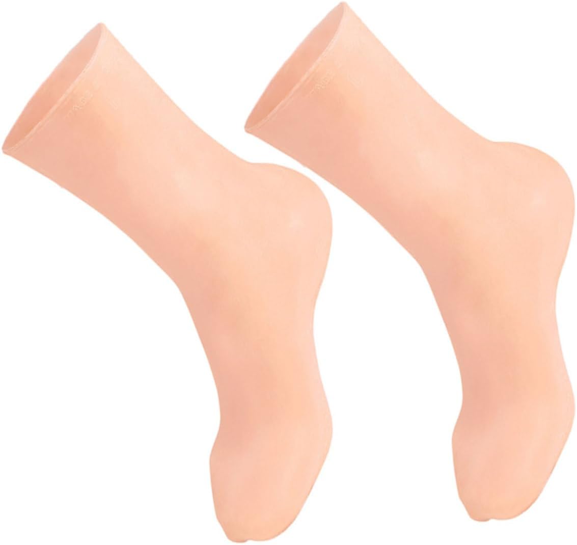 Moisturizing Foot Socks with Honeycomb Cushioning for Dry Feet Size L (40-44) Skin Color Silicone Gel Socks for Overnight Hydration
