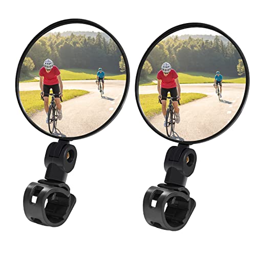 Ganwawo Bike Mirrors, 2 Piece Bicycle Rear View Safety Mirror Adjustable 360 Degrees Rotation, For Mountain Road Bike,Handlebar Mirrors For Ebikes,Bike Mirrors Handlebar Rearview Mirror #TOP17