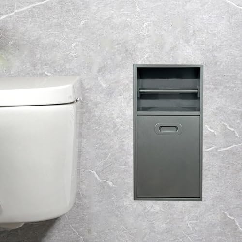 Wodoodporna półka prysznicowa do zabudowy – stylowe przechowywanie w łazience, uchwyt na papier toaletowy i szafka z drzwiami – idealna do zorganizowanych przestrzeni prysznicowych i toalet