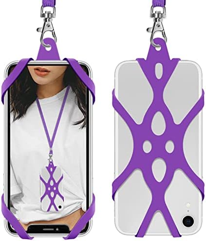ROCONTRIP 2 in 1 Cell Phone Lanyard Strap Case Holder with Detachable Neckstrap Universal for Smartphone iPhone 8,7 6S iPhone 6S Plus, Google Pixel LG HTC Huawei P10 4.7-5.5 inch (Black 2 Pieces)