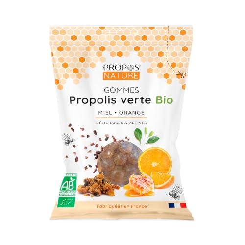 Propos Nature - Gommes De Propolis Verte Bio Miel Orange (Certifiées Ab) - Contenance : 45G