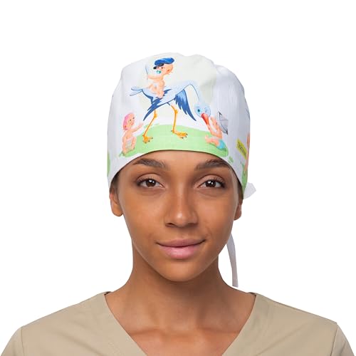 Image of Hats for Women and Mens Caps with Sweatband Adjustable Tie Back Working Cap Cotton One Size Unisex Skull Cap Cute Cat Print