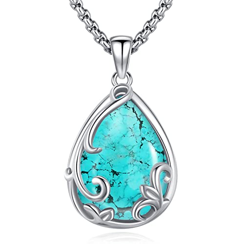 Turquoise Jewelry for Women Men 925 Sterling Silver Pendant Urn Necklaces for Ashes Picture Locket Necklace Thor Hammer Yggdrasil Virgen De Guadalupe St Michael Christopher Judas Witches Knot Necklace