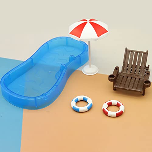 Toyvian Puppenhaus Mini Schwimmbad Miniatur Strandkorb Set Puppenhaus Dekorationen Sommer Zubehör Miniatur Spielzeug Geschenk FüR Strand Und Sommerdekoration Spielzeug Kinder