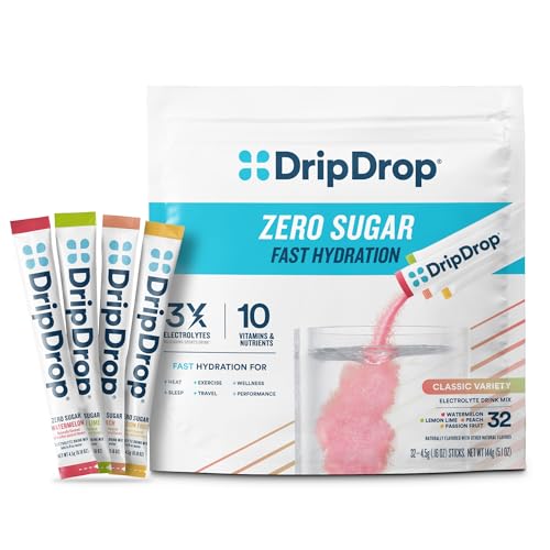 DripDrop Sugar Free Hydration Packets - Zero Classic Variety Pack