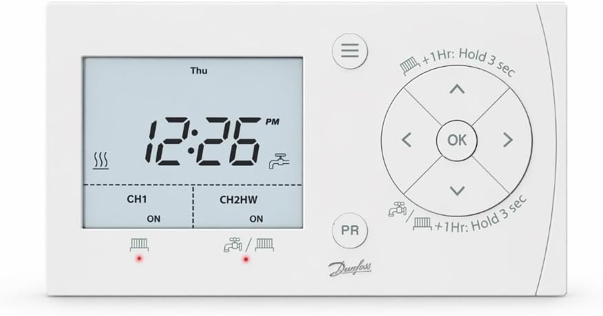 FP720 V2 2 Channel Central Heating Programmer Direct Replacement for Danfoss FP715Si (FP7898) Heating and Hot Water Timer Fits Existing Backplate No Wiring Required - FP715Si Only