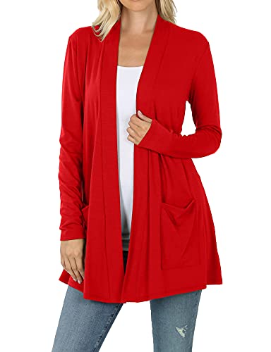 Image of Women's Open Front Cardigan Long Sleeve with Pockets Casual Outwear
