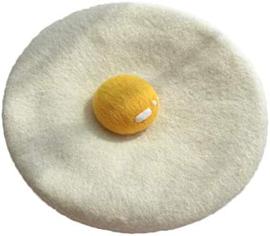 Cute Beret Hat Poached Egg Handmade Wool Winter Beret French Artist Cap Gift for Women Girls