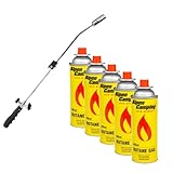 Unkrautbrenner inkl. 5x Butangaskartuschen Unkrautvernichter mit Piezo-Zündung Brenner mit Bajonettanschluss Abflammgerät für Butangas Ventilkartuschen System MSF-1A inklusive Gratis Verbands Set …
