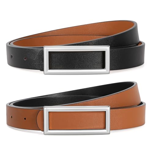 SUOSDEY Modischer Ledergürtel für Damen, Wendbarer Schmaler...