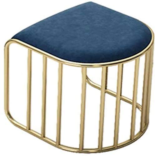 INUUXLG Footstool Foot Stool Dressing Table Footrest Sofa Stool, Nordic Dressing Stool Makeup Stool (Dark Green) (Blue)