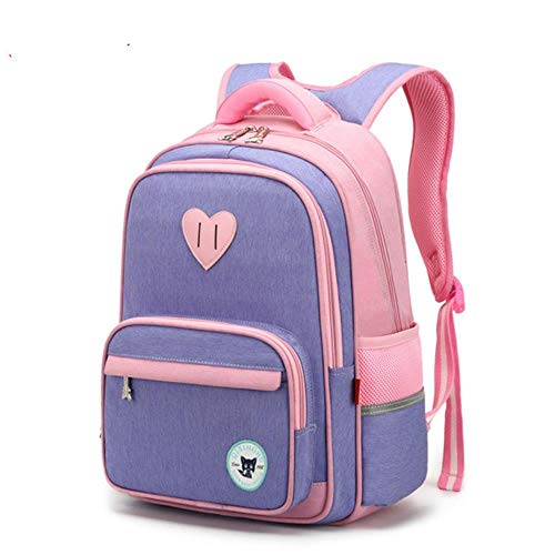 FTFSY Mochilas Escolares Impermeables para niños Mochilas Escolares de Primaria Niños Niñas Mochila Escolar Mochila ortopédica, Morado pequeño