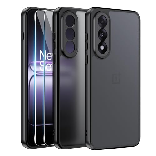 Effcotuo Funda para OnePlus Nord 5 5G Case 2 Protector de Pantalla Cristal Templado, Funda de Silicona Flexible + PC Acrílico Carcasa Respaldo Translúcida Mate Slim Antigolpes Cover