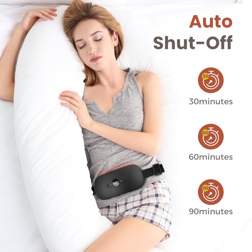 Image of NOWWISH Heating Pad for Period Cramps, Portable Electric Cordless Menstrual Heating Pad Rechargeable with 6 Heat Levels and 6 Massage Modes, Gifts for Women, Dorm Room Essentials for Girls, Black