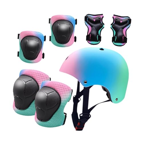 QSTDGVPW Bike Helmet Sturdy for Children Easy Use Riding Multifunctional with Knee Pads Wrist Guards Climbing Elbow Pads Accessories, M
