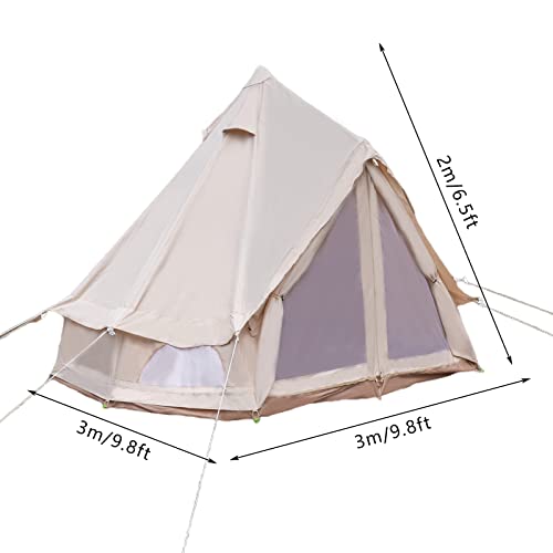 Carpa Bell de Lona Para Camping 2 Personas Impermeable Beige miniatura 3