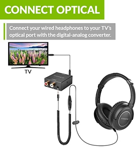 Avantree Easy-to-Use Wired TV Headphones, Extra Long Cable, Support All TV, Digital or AUX, Charge-Free, Pairing-Free - HF2039