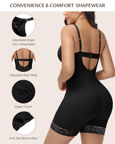 Image of SHAPESHE Womens Shapewear Bodysuit Built In Bra Body Shaper Tummy Control Low Back