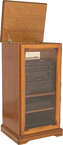 Beaux Meubles Pas Chers Rack HiFi 1 Porte Merisier Dessus Relevable