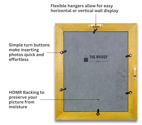 Image of 6 x 8 inch Wooden Photo Frame with Mat, Yellow Photo Frame 6 x 8 inch with Mat or 8 x 10 inch without Mat for Wall Decoration, Gallery Walls, Best Wooden Photo Frames for Posters and Photos