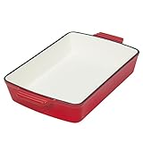 Best Choice Products Cast Iron Roasting Tray Pan Oven To Table Dish, Red