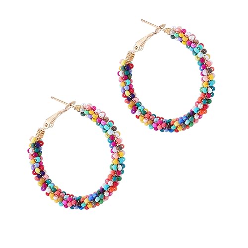 Design accattivante: questi orecchini a cerchio presentano un vivace mix di perline in plastica e resina, che li rendono adatti per ogni occasione, dalle feste alle uscite casual. Il design unico ti assicura di distinguerti senza sforzo