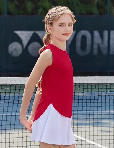 Image of Zaclotre Girls Athletic Tank Tops High-Low Hem Loose Fit Summer Top Kids Sleeveless Sport Shirts 5-14 Years