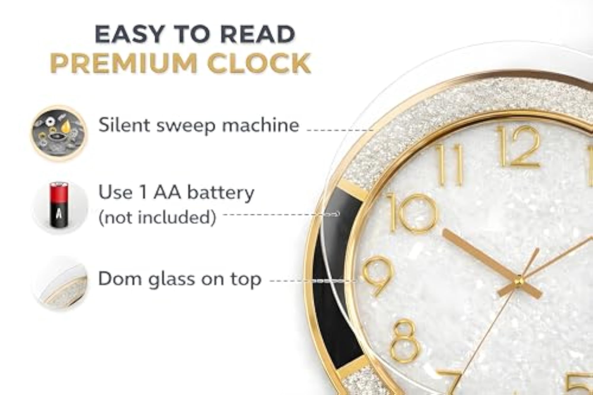Luxury Designer Wall Clock with Glitter Ring