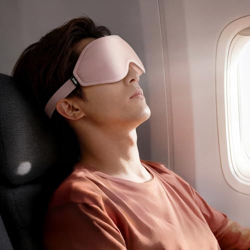 Image of Frido 3D Eye Mask for Men & Women | 100% Blackout Sleep Mask | Zero Pressure Memory Foam for Eyelids & Lashes | Adjustable Straps for Travel & Meditation | Soft Comfortable Night Eye Cover - Pink