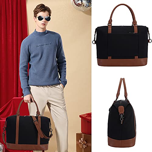 Bluboon Women Ladies Canvas Weekender Bag Overnight Carry-On Tote Duffel In Trolley Handle #TOP7