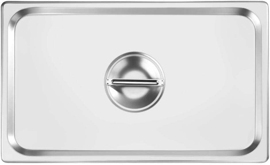 New Star Foodservice Full Size Steam Table Pan Cover, Solid, 18/8 Stainless Steel, 24-Gauge
