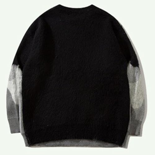 Streetwear Knitted Sweater Men Oversized Pullovers Cat Pattern Sweaters Spring Autumn2