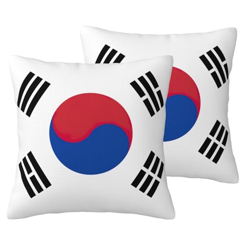 Housse de coussin lit et salon imitation lin imprimé drapeau Corée