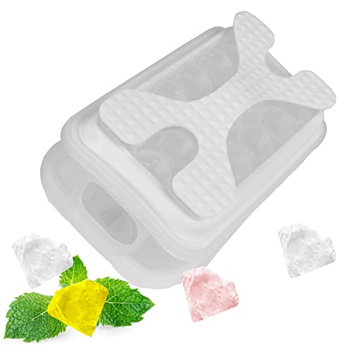 Fogawa Ice Cube Tray, 2 In 1 Diamond Ice Tray For Freezer, Silicone Ice Cube Tray With Lid Cooling Ice Pop/Cube Molds For Whiskey, Juice, Beer, Cocktail, Coffee,Champagne. 18 Ice Cubes #TOP3