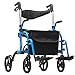 VEVOR Rollator Walker, 2-in-1 Rolling Walker Wheelchair Combo, 300LBS Capacity Folding Transport Chair, Lightweight Aluminum Mobility Rollator Wheelchair with Wheels & Adjustable Handle, Blue