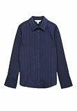 Marks & Spencer Camisa Ajustada de Raya diplomática con Cuello Mezcla De Azul Marino UK 8 (EU 36)