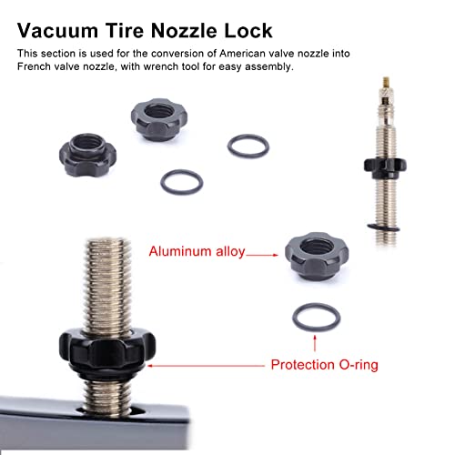 Risk Bike Vacuum Tire Valve Nut With Wrench Sealing Ring Bicycle Tire Presta Valve American Valve Conversion Adapter Nozzle Accessories #TOP3
