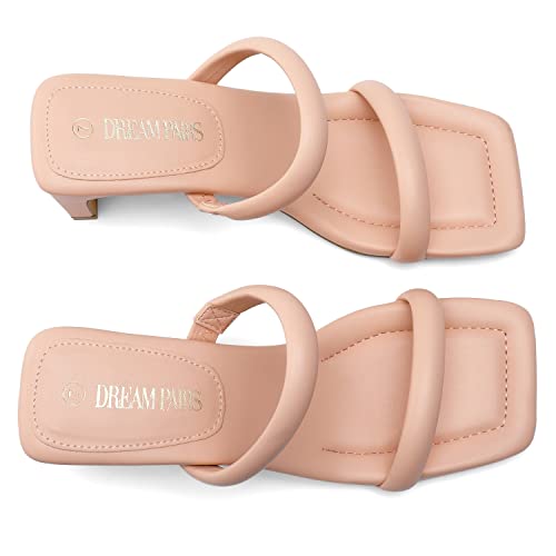 Dream Pairs Women's Pink Square Toe Heels For Women Two Strap Open Toe Low Block Chunky Heels Sandals Dress Pumps Shoes Size 7 Sdhs2308W #TOP29