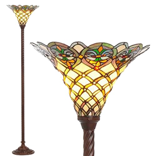 Warehouse of Tiffany's 3146+BB75B Tiffany-Style Arielle Torchiere, One Size, Yellow and Green