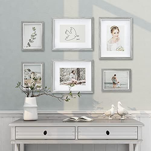SUMGAR 8x10 Photo Frame Grey Wooden Deep Double Picture Frames with Mount Glass Front 2 Pack 10 x 8 Inches Wedding Family Best Friend Photo Frames for Wall Hanging Tabletop Graduation Gifts