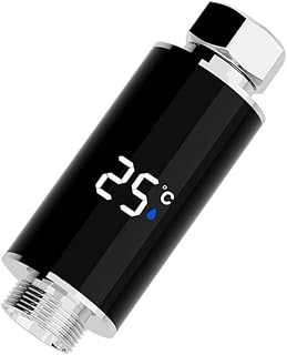 LED Shower Head, with Real-Time Water Temperature Display, Hydroelectric Powered Thermometer for Baby Bath Safety, Easy Tool-Free Installation, Black and Silver