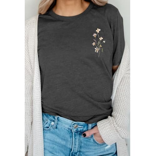 Vintage Floral Flower Shirts for Women Boho Wildflowers Graphic Tees Cute Botanical Tshirt Garden Lover Tops4