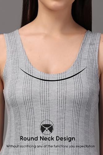 Image of Wearslim Women's Cotton Thermal Underwear Set, Thermal Sleeveless Camisole and Pant Set, Round Neck Tank Tops & Bottom Soft Warmer