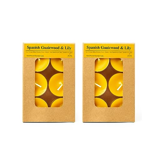 Image of AuraDecor Scented Soy Wax Acrylic Tealight Candle, Organic Luxury Aroma, Aromatic /Aromatherapy Candle || Long Lasting Burning Time (Pack of 1, Spanish Guwaicwood & Lily)